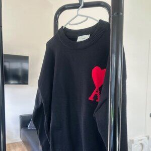 Ami de Coeur Ami Paris Black Red Heart Sweater Unisex M